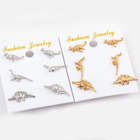 Tibetan Style Stud Earring Set, stainless steel post pin, Dinosaur, plated, more colors for choice, lead & cadmium free, 7-19mm, 3Pairs/Set, Sold By Set