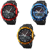 SKmei® Men Jewelry Watch, Silicone, with Glass & Stainless Steel, more colors for choice, 44mm, Length:Approx 9.4 Inch, Sold By PC