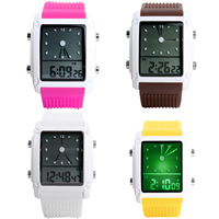 Ювелирные часы SKmei® Unisex, Силикон, с Стеклянный & нержавеющая сталь & цинковый сплав, Спрей картины, Много цветов для выбора, 38x48mm, длина:Приблизительно 9.4 дюймовый, продается PC
