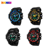 SKmei® Men Ékszer Watch, Szilikon, -val Üveg & Cink ötvözet, galvanizált, több színt a választás, nikkel, ólom és kadmium mentes, 55x52mm, Hossz Kb 10.2 inch, Által értékesített PC