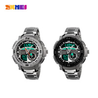 SKmei® Men Jewelry Watch, Stainless Steel, with Plastic, plated, more colors for choice, 52x55mm, Length:Approx 10 Inch, Sold By PC