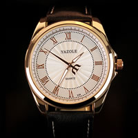 Yazole® Men Jewelry Watch, Cowhide, with Glass & Tibetan Style, plated, adjustable & for man & luminated & enamel, more colors for choice, nickel, lead & cadmium free, 43x10mm, Length:Approx 9.5 Inch, Sold By PC