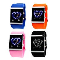 SKmei® Mænd Smykker Watch, Silicone, med Glas & Zinc Alloy, platin farve forgyldt, flere farver til valg, nikkel, bly & cadmium fri, Længde Ca. 10 inch, Solgt af PC