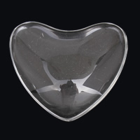Glas Cabochoner, Heart, flad bagside, 48x42x11mm, 5pc'er/Bag, Solgt af Bag