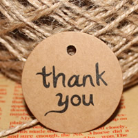 Jewelry Price Tag, Kraft, Flat Round, word thank you, 40mm, 1000PCs/Bag, Sold By Bag
