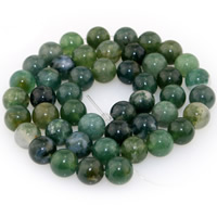 Natural Moss Agate Beads Round Sold Per Approx 15.5 Inch Strand