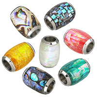 Edelstahl Magnetverschluss, mit Muschel, oval, Mosaik, keine, 16x12mm, Bohrung:ca. 6mm, 5PCs/Menge, verkauft von Menge