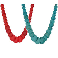 Módní Tyrkysová náhrdelník, Syntetický Turquoise, mosaz Karabinky, s 5cm extender řetězce, Flat Round, více barev na výběr, 450mm, Prodáno za Cca 17.5 inch Strand