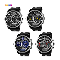 SKmei® Men Jewelry Watch, Silicone, with Glass & Stainless Steel, more colors for choice, 50x58mm, Length:Approx 10.2 Inch, Sold By PC