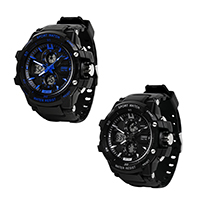 SKmei® 0990 Men Jewelry Watch Silicone with Glass & Stainless Steel 53mm Approx 10 Inch Sold By PC