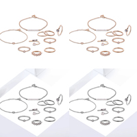 Tibetan Style Jewelry Sets, finger ring & bracelet, with ABS Plastic Pearl, with 5cm extender chain, plated, oval chain & with rhinestone, more colors for choice, lead & cadmium free, 60mm, US Ring Size:3-9, Length:Approx 7 Inch, Sold By Set