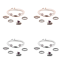 Conjuntos de joyería de aleación de zinc, brazale & anillo de dedo & pulsera, con resina, con 5cm extender cadena, chapado, giro oval, más colores para la opción, libre de plomo & cadmio, 60mm, tamaño:6.5-7.5, longitud:aproximado 7 Inch, Vendido por Set