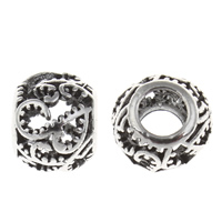 Tibetan Style European Beads, Drum, antique silver color plated, without troll, lead & cadmium free, 8.5x10mm, Hole:Approx 4.5mm, 10PCs/Bag, Sold By Bag