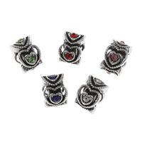 Tibetan Style European Beads, Heart, antique silver color plated, without troll & with rhinestone, more colors for choice, lead & cadmium free, 7x9mm, Hole:Approx 5mm, 10PCs/Bag, Sold By Bag