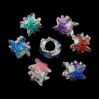 Zinc Alloy European perler, Starfish, antik sølv farve forgyldt, uden trold & emalje, flere farver til valg, bly & cadmium fri, 11x10mm, Hole:Ca. 4.5mm, 10pc'er/Bag, Solgt af Bag