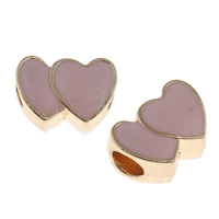 Zinc Alloy European Beads Heart gold color plated without troll & enamel lead & cadmium free Approx 4.5mm Sold By Bag