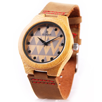 Redear®Men Smykker Watch, Koskind, med Bambus & Glas & Stainless Steel, forgyldt, naturlige & justerbar & for mennesket, 54x11mm, Længde Ca. 8 inch, Solgt af PC