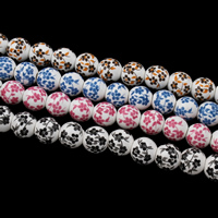 Udskrivning af porcelæn perler, Runde, forskellig størrelse for valg, flere farver til valg, Hole:Ca. 2mm, 100pc'er/Bag, Solgt af Bag