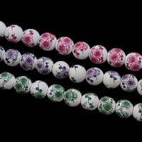 Impression de porcelaine, perles, porcelaine, Rond, normes différentes pour le choix, plus de couleurs à choisir, Trou:Environ 2mm, 100PC/sac, Vendu par sac
