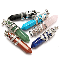 Gemstone Pendants Jewelry Brass with Gemstone pendulum silver color plated nickel lead & cadmium free Approx Sold By PC