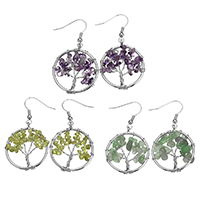 Tree Of Life Jewelry Earrings Brass with Gemstone plated nickel lead & cadmium free 52mm Sold By Pair