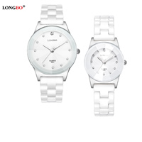 LONGBO® Unisex Smykker Watch, Porcelæn, med Glas & Stainless Steel & Zinc Alloy, forgyldt, forskellige stilarter for valg & med rhinestone, flere farver til valg, nikkel, bly & cadmium fri, Solgt af PC