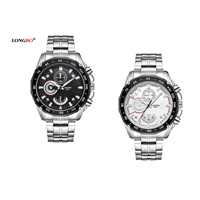 LONGBO®Men Smykker Watch, Stainless Steel, med Glas & Zinc Alloy, forgyldt, for mennesket, flere farver til valg, nikkel, bly & cadmium fri, 43mm, Længde Ca. 9.8 inch, Solgt af PC