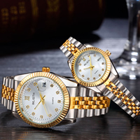 WLISH® joyas Unisex reloj, acero inoxidable, con Vidrio, chapado, unisexo & diverso tamaño para la opción & impermeable & con diamantes de imitación, más colores para la opción, libre de níquel, plomo & cadmio, Vendido por UD