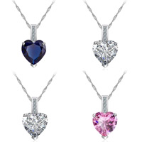Cubic Zircon Micro Pave Brass Necklace Heart platinum color plated Singapore chain & micro pave cubic zirconia & for woman nickel lead & cadmium free 450mm Sold Per Approx 17.5 Inch Strand
