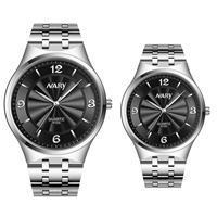 Unisex Wrist Watch Stainless Steel with zinc alloy dial & Glass platinum color plated & waterproof nickel lead & cadmium free Sold By PC