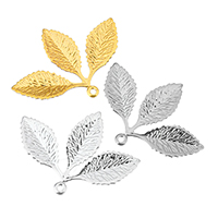 Brass Jewelry Pendants Leaf plated high quality plated nickel lead & cadmium free Approx 1mm Sold By Lot