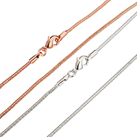 Messingkette Halskette, Messing, plattiert, Hohe Qualität überzogen und verblassen nie & Schlangekette, keine, frei von Nickel, Blei & Kadmium, 1.70mm, verkauft per ca. 18 ZollInch Strang