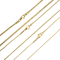 Stainless Steel Chain Necklace gold color plated & snake chain Sold By Strand