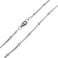 Stainless Steel Chain halskæde, slange kæde, oprindelige farve, 2x0.5mm, 1.5x3mm, Solgt Per Ca. 19 inch Strand