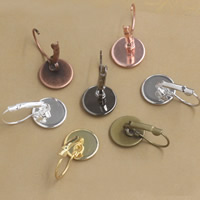 Brass Lever Back Earring Blank, Flat Round, plated, different inner diameter for choice, more colors for choice, nickel, lead & cadmium free, 8-25mm, 100PCs/Bag, Sold By Bag