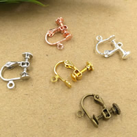 Brass Screw Back Clip-on Earring Findings, plated, more colors for choice, nickel, lead & cadmium free, 14X17mm, 50PCs/Bag, Sold By Bag