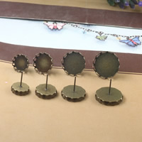 Messing Ohrring Stecker, flache Runde, antike Bronzefarbe plattiert, olika innerdiameter, för val, frei von Nickel, Blei & Kadmium, 10-16mm, 100PCs/Tasche, verkauft von Tasche