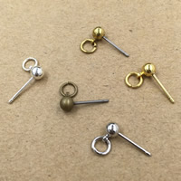 Brass Earring Stud Component, plated, more colors for choice, nickel, lead & cadmium free, 4x13mm, Hole:Approx 3-5mm, 50PCs/Bag, Sold By Bag