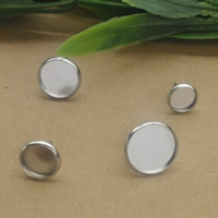 Brass Earring Stud Component Stainless Steel Flat Round platinum color plated 8-14mm Sold By Bag