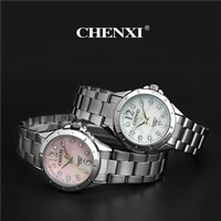 Women Wrist Watch Stainless Steel with Glass & Zinc Alloy platinum color plated for woman & with rhinestone Length Approx 9 Inch Sold By Lot