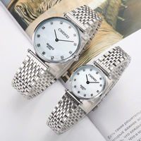 Unisex Wrist Watch Stainless Steel with Glass & Zinc Alloy plated & with rhinestone original color Sold By Lot