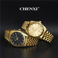 CHENXI® Unisex Nakit Watch, Nehrđajući čelik, s Staklo & Cink Alloy, pozlaćen, različitih stilova za izbor & s Rhinestone, više boja za izbor, 3računala/Lot, Prodano By Lot
