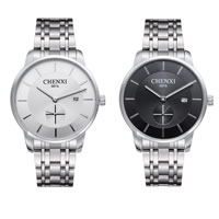 Unisex Wrist Watch, Stainless Steel, with Glass & Tibetan Style, plated, different styles for choice, more colors for choice, 3PCs/Lot, Sold By Lot