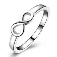Brass Finger Ring, Infinity, real silver plated, different size for choice & for woman, lead & cadmium free, 5x11mm, Sold By PC