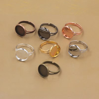 Brass Bezel Ring Base, Flat Round, plated, different inner diameter for choice & adjustable, more colors for choice, nickel, lead & cadmium free, 10-20mm, Inner Diameter:Approx 11.7mm, US Ring Size:6-9, 200PCs/Bag, Sold By Bag