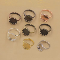 Brass Bezel Ring Base Flower plated & adjustable nickel lead & cadmium free 10-20mm US Ring Sold By Bag