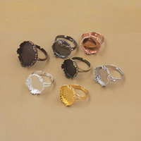 Brass Bezel Ring Base, Flower, plated, adjustable, more colors for choice, nickel, lead & cadmium free, 12-15mm, Inner Diameter:Approx 15mmmm, US Ring Size:6-9, 20PCs/Bag, Sold By Bag