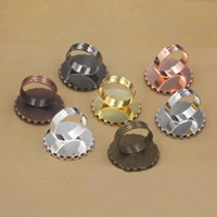 Brass Reuna Ring Base, Messinki, Kukka, päällystetty, eri sisähalkaisija valinnalle & säädettävä, enemmän värejä valinta, nikkeli, lyijy ja kadmium vapaa, 25-30mm, Koko:6-9, 10PC/laukku, Myymät laukku