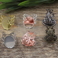 Brass Bezel Ring Base, Flower, plated, different inner diameter for choice & adjustable, more colors for choice, nickel, lead & cadmium free, 13-25mm, US Ring Size:6-9, 10PCs/Bag, Sold By Bag