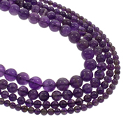 Natural Amethyst Beads, Round, February Birthstone & different size for choice, Hole:Approx 1mm, Sold Per Approx 15.5 Inch Strand
